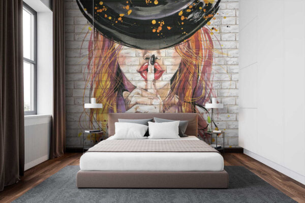 Pintura de una mujer con sombrero Pintura de una mujer con sombrero