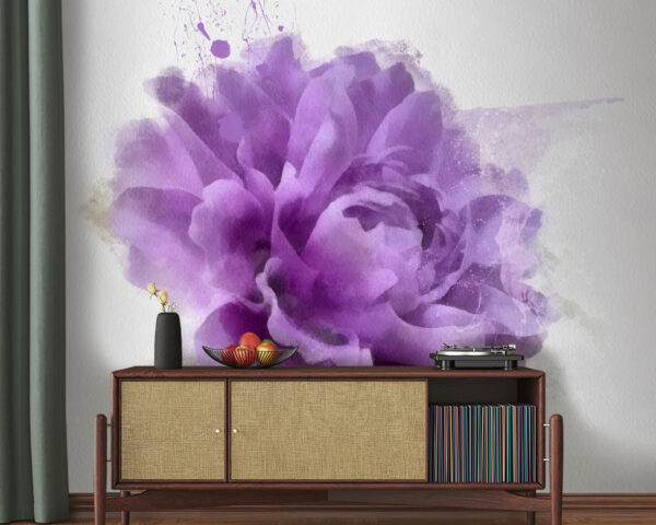 Flor morada con salpicaduras de pintura Flor morada con salpicaduras de pintura