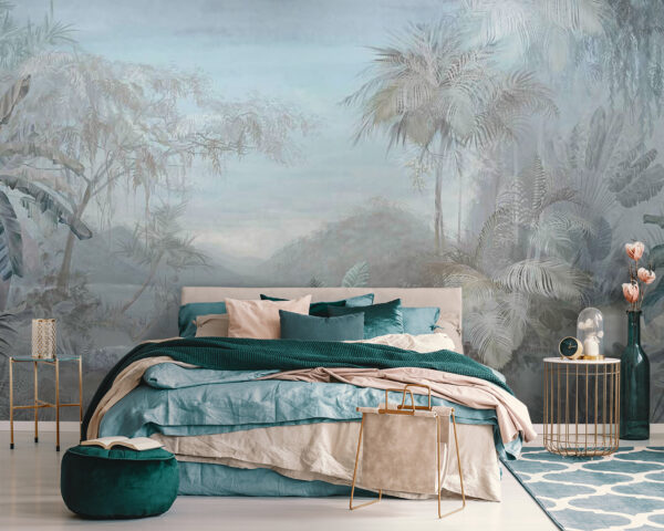 Pintura de un paisaje con árboles y plantas Pintura de un paisaje con árboles y plantas