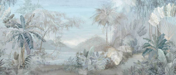 Pintura de un paisaje con árboles y plantas Pintura de un paisaje con árboles y plantas