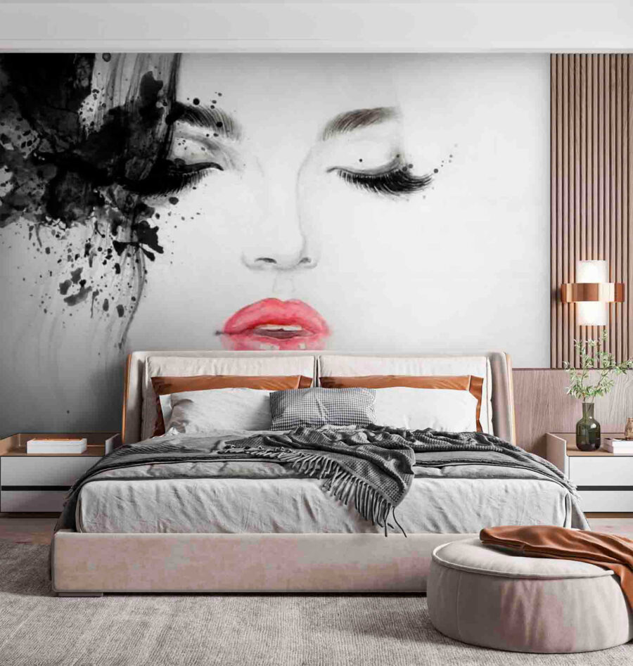 Mujer con pintura blanca y negra Mujer con pintura blanca y negra
