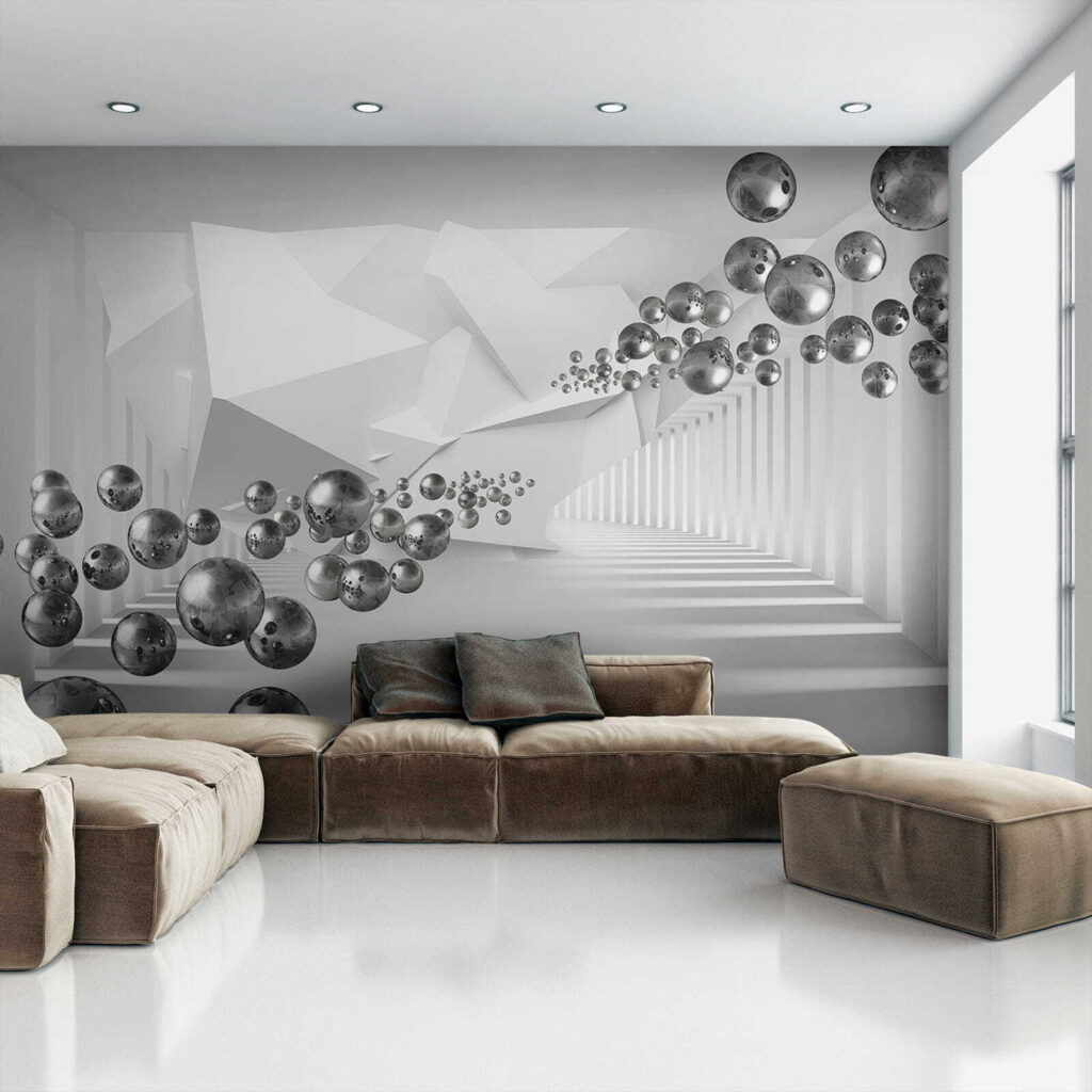 White room with white walls and white columns