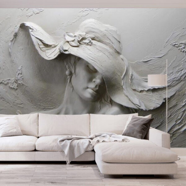 Escultura de mujer con sombrero Escultura de mujer con sombrero
