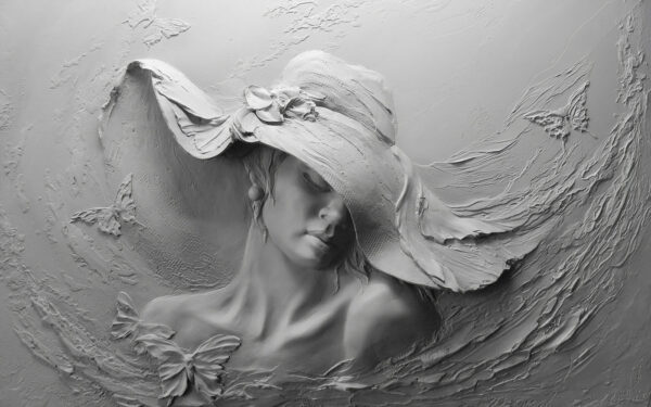 Escultura de mujer con sombrero Escultura de mujer con sombrero