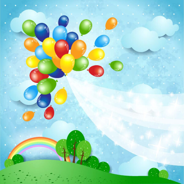 Globos de colores volando en el cielo Globos de colores volando en el cielo