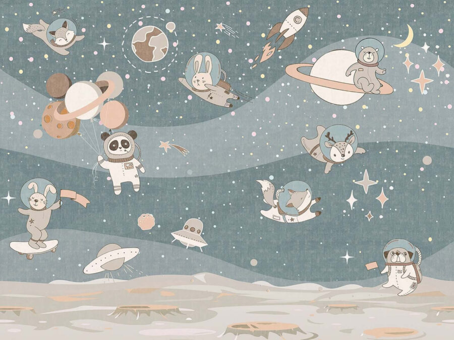 Escena espacial de dibujos animados con planetas y estrellas