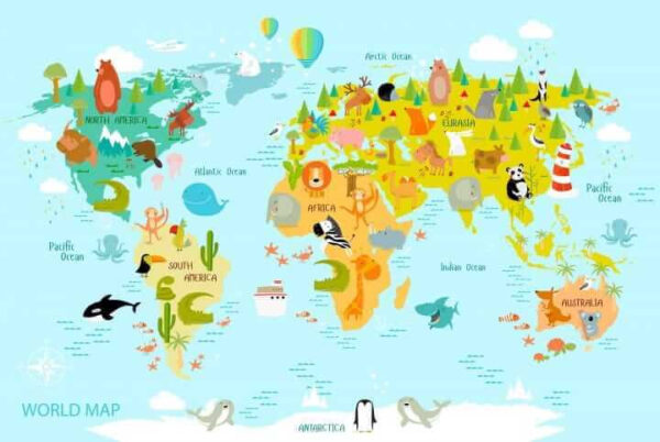 Mapa del mundo con animales Mapa del mundo con animales
