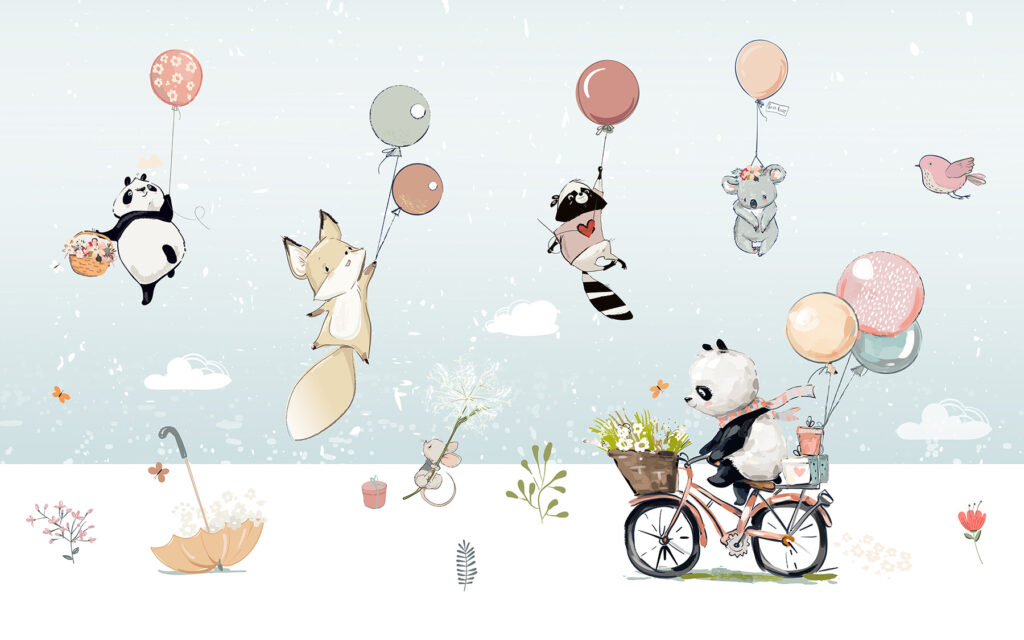 Dibujo animado de animales en bicicleta Dibujo animado de animales en bicicleta