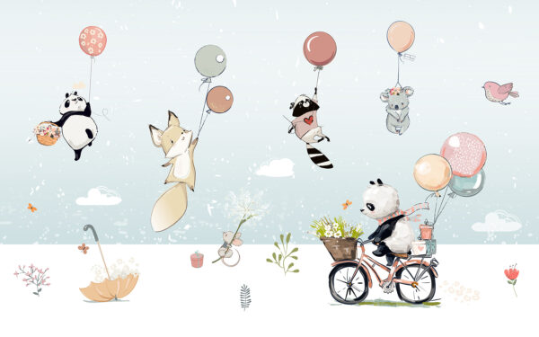 Dibujo animado de animales en bicicleta Dibujo animado de animales en bicicleta