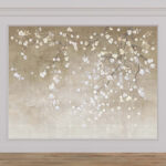 Fotomurales Rama de árbol con flores blancas y azules