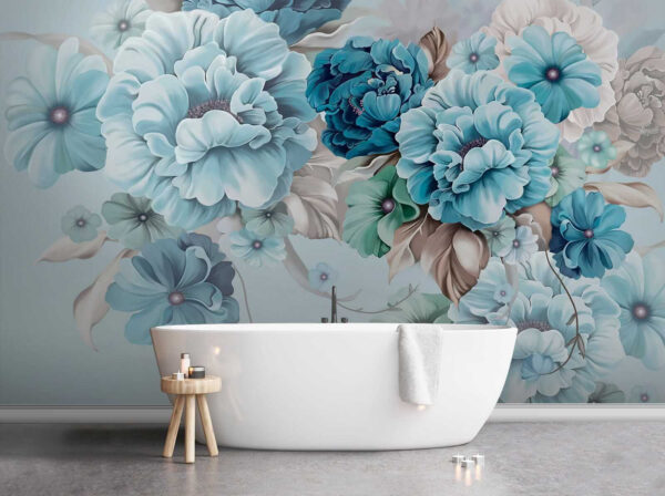 Soft blue floral arrangement in bloom