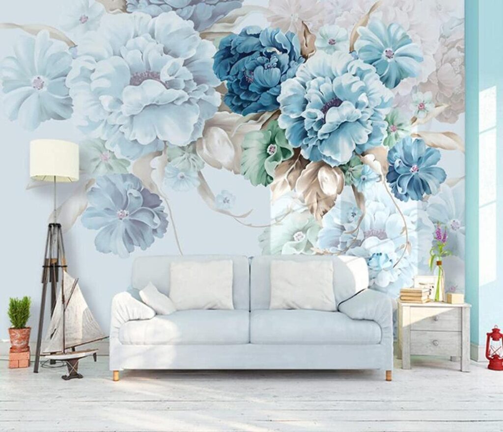 Soft blue floral arrangement in bloom