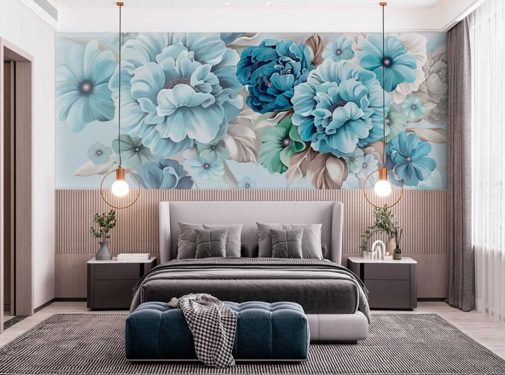 Soft blue floral arrangement in bloom