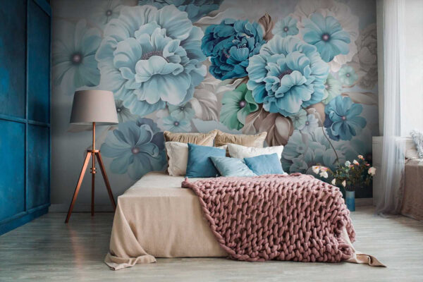 Soft blue floral arrangement in bloom
