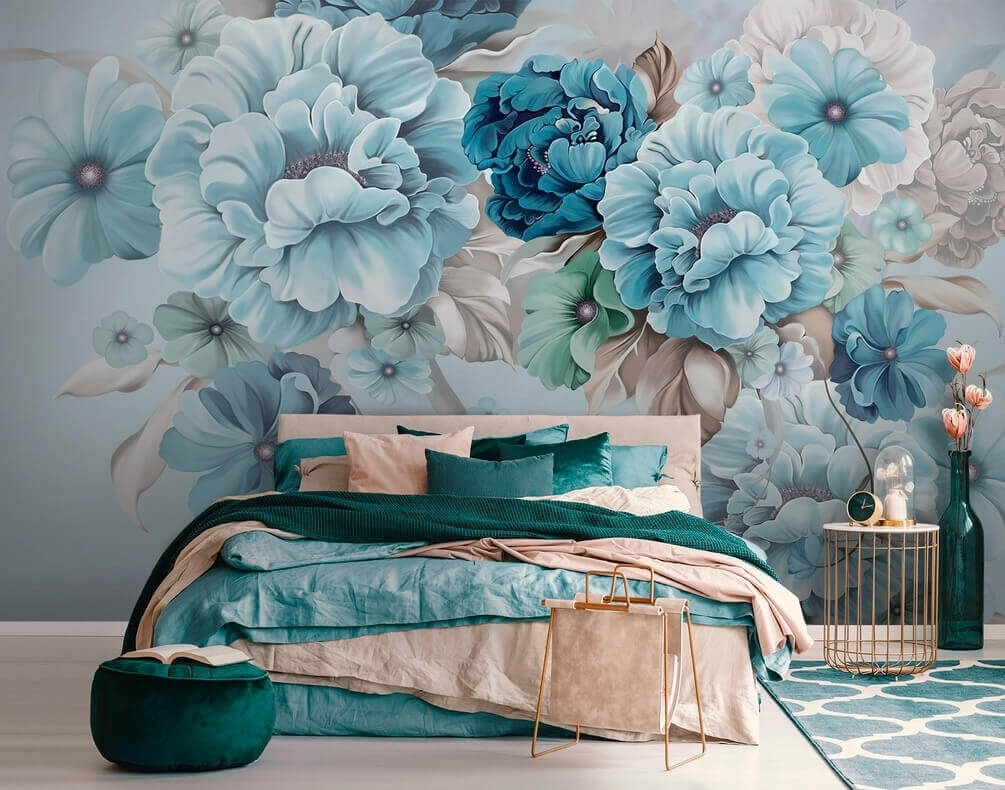 Soft blue floral arrangement in bloom
