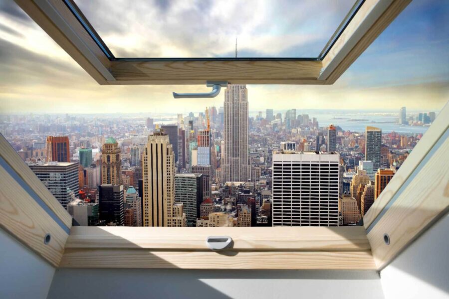 Ventana con vistas a una ciudad