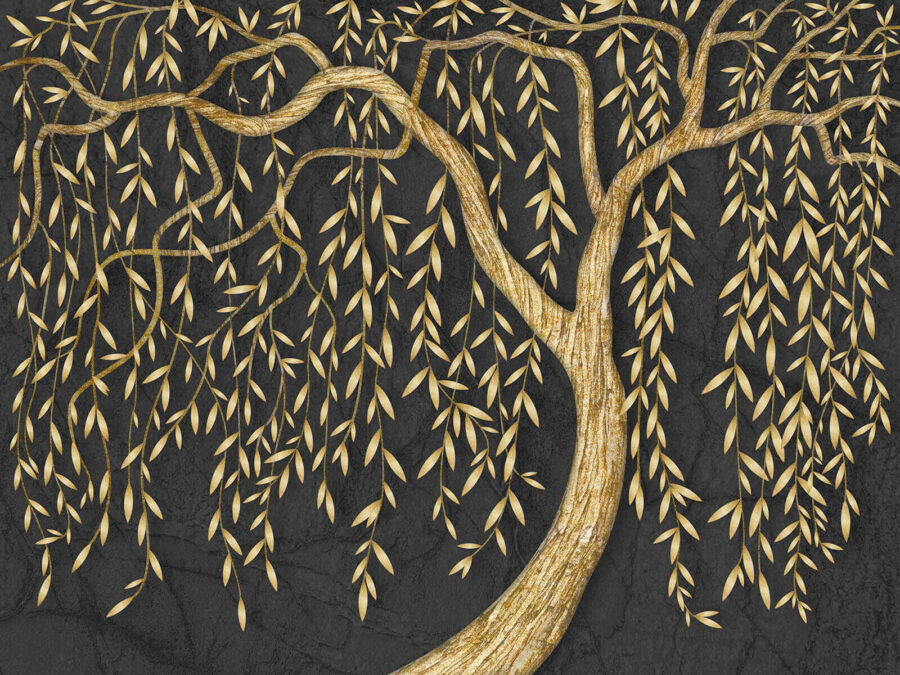 Fotomurales Elegante árbol metálico sobre fondo oscuro. - Imagen 2