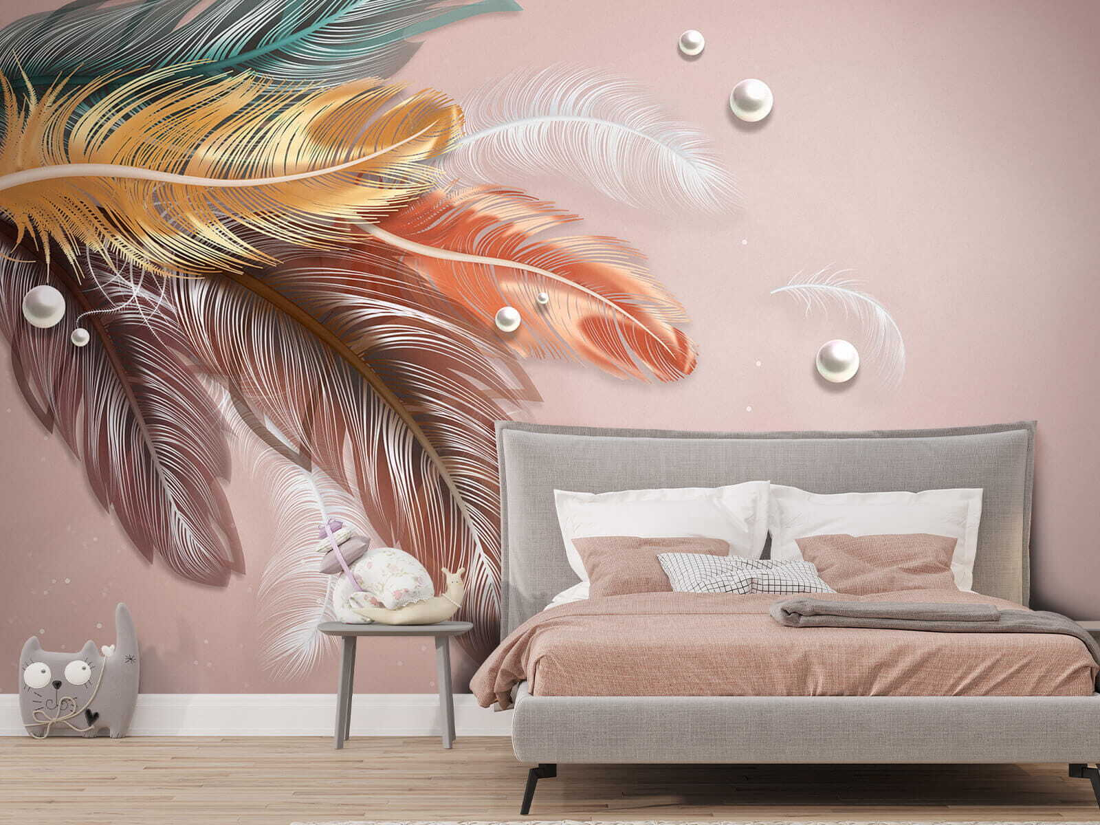 u59817pib1m - Grupo de plumas y perlas de colores - tegory