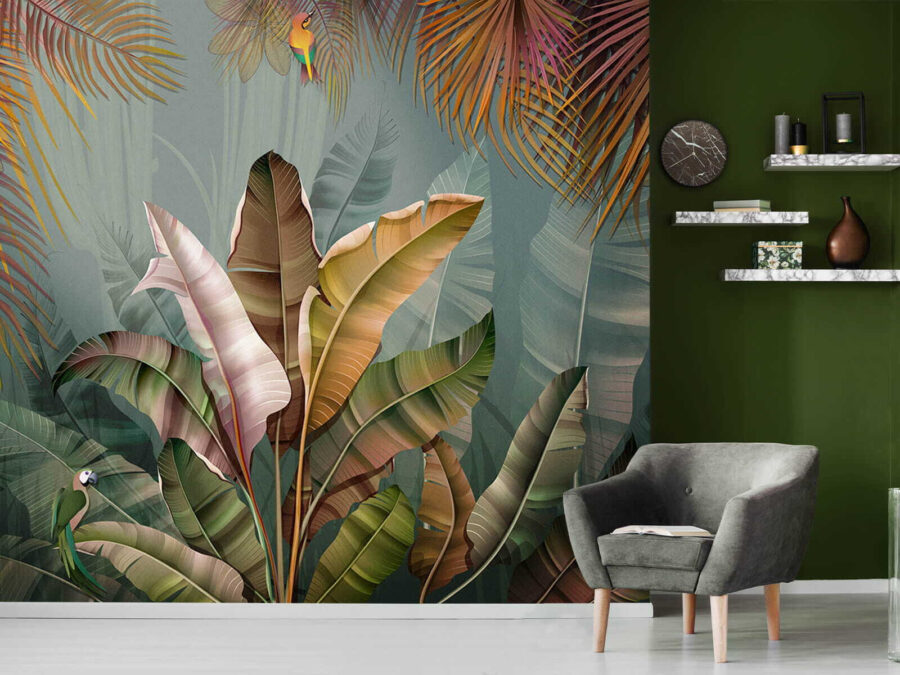 Follaje tropical de colores vibrantes