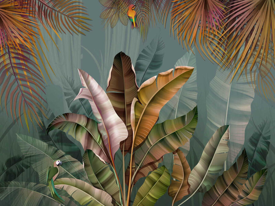 Follaje tropical de colores vibrantes