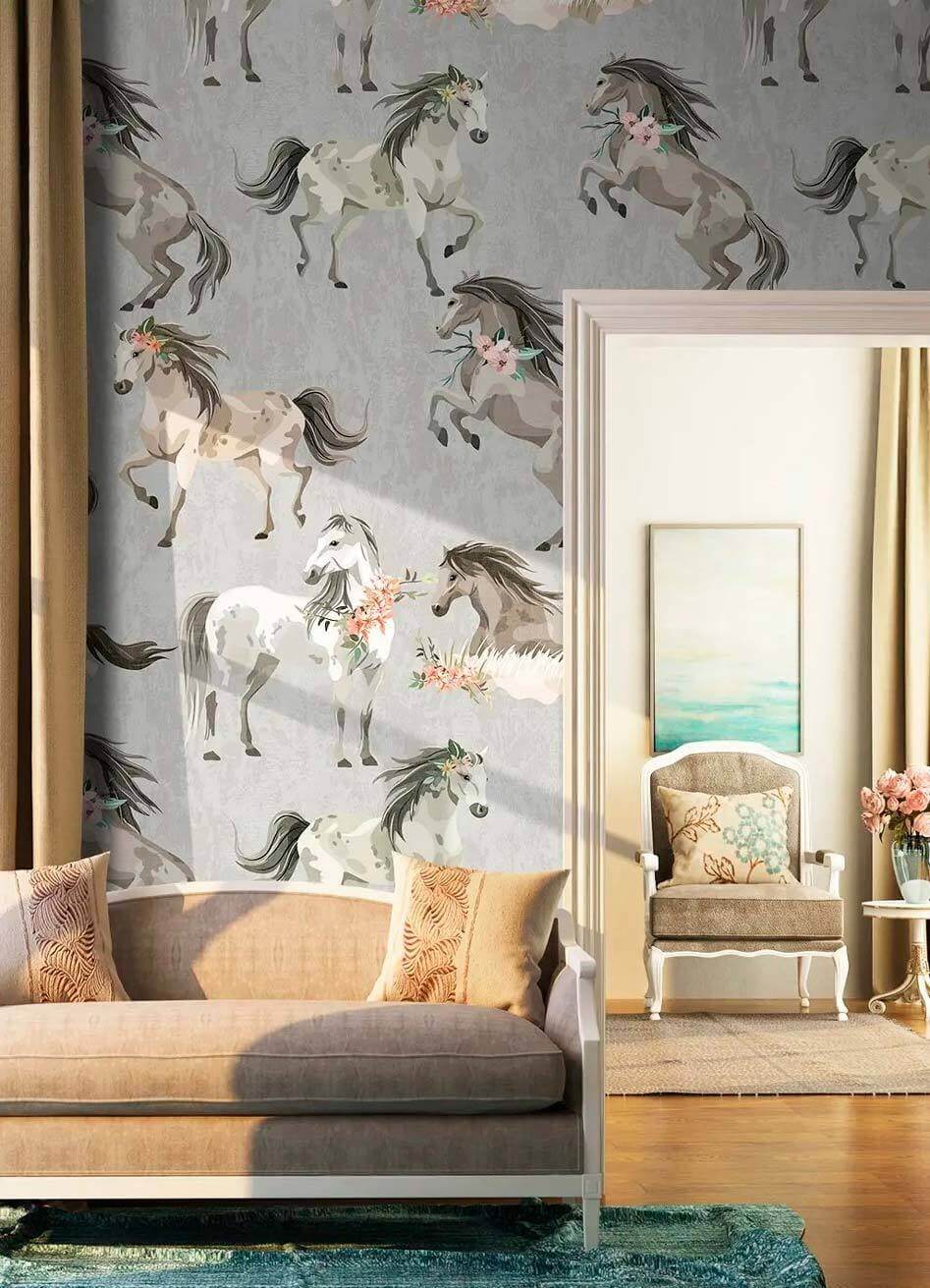 Pattern of horses with flowers Pattern of horses with flowers