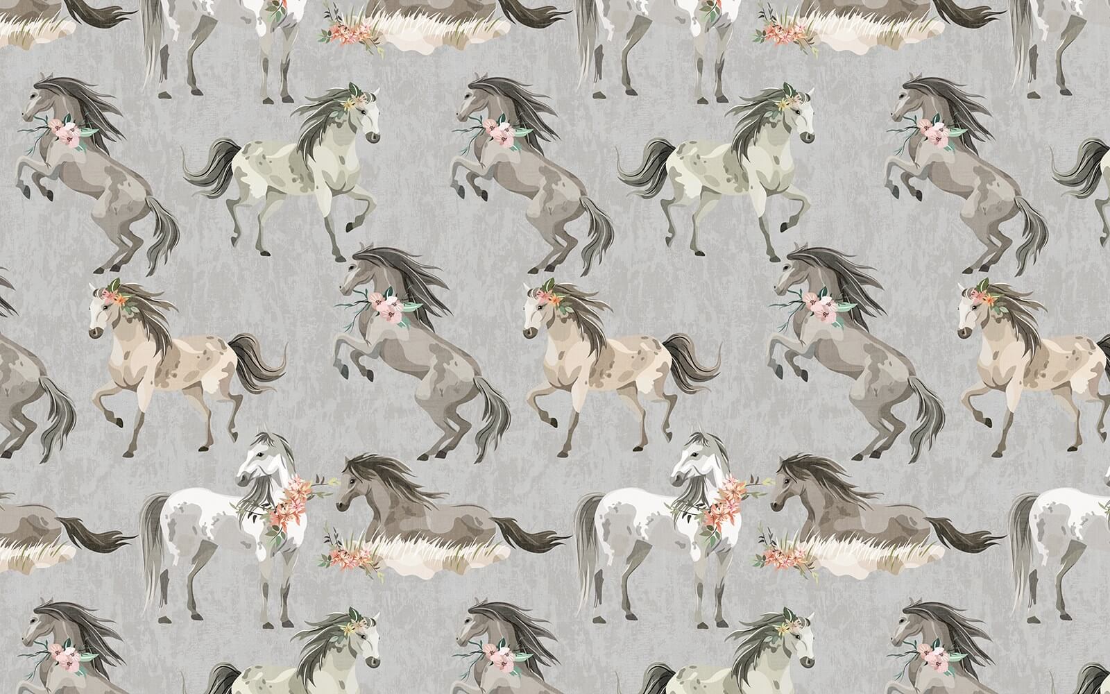 Patrón de caballos con flores u59511p - Patrón de caballos con flores