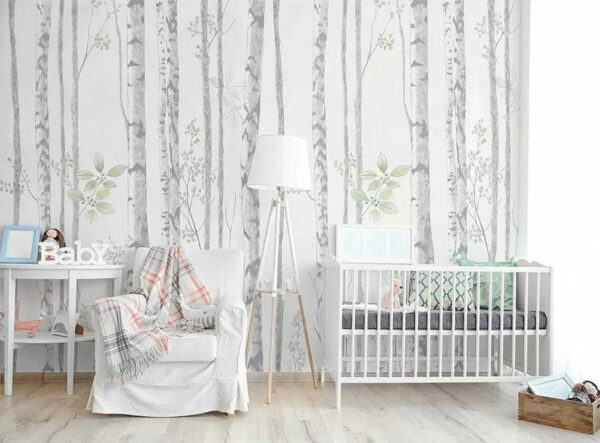 Papel pintado con árboles y hojas Papel pintado con árboles y hojas