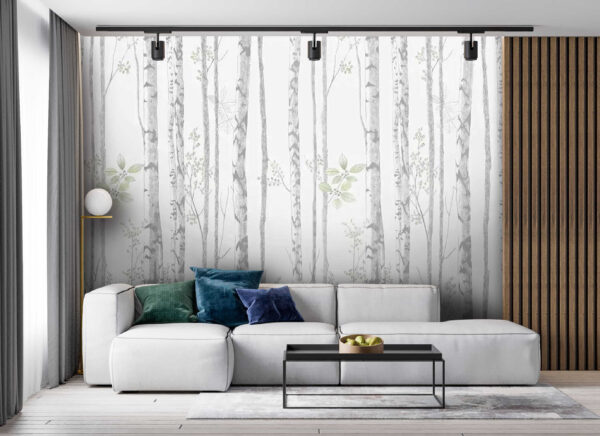 Papel pintado con árboles y hojas Papel pintado con árboles y hojas