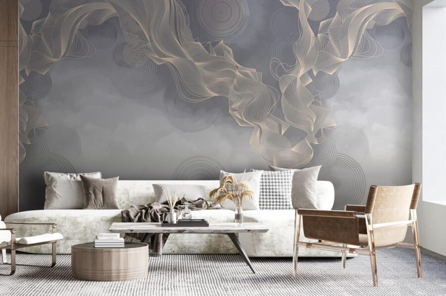 Fondo gris y blanco con círculos y líneas