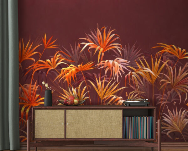 Vibrant foliage against a rich backdrop