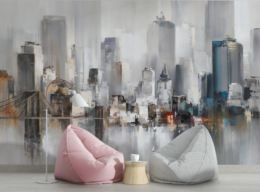 Painting of a city Painting of a city