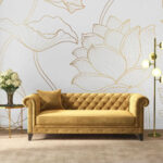 Fotomurales Patrón de flores sobre fondo blanco