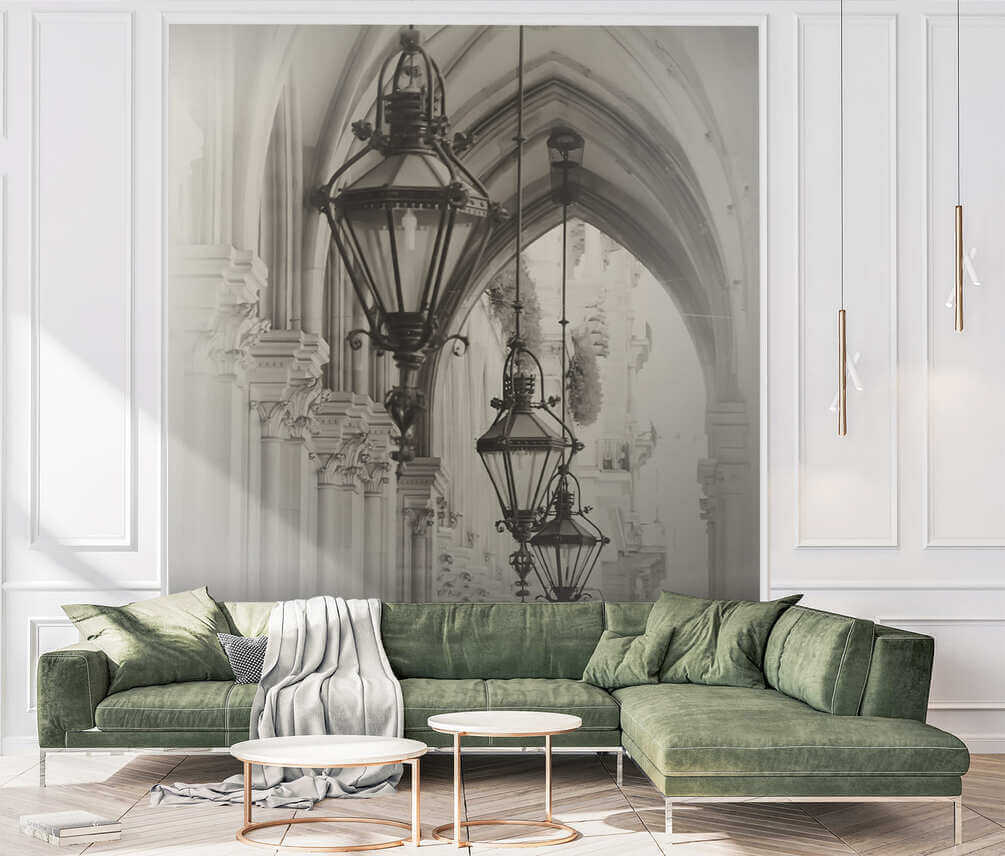 Row of lanterns on a building