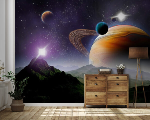 Planetas y estrellas en el espacio Planetas y estrellas en el espacio