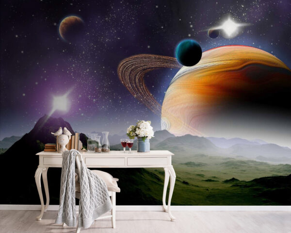 Planetas y estrellas en el espacio Planetas y estrellas en el espacio