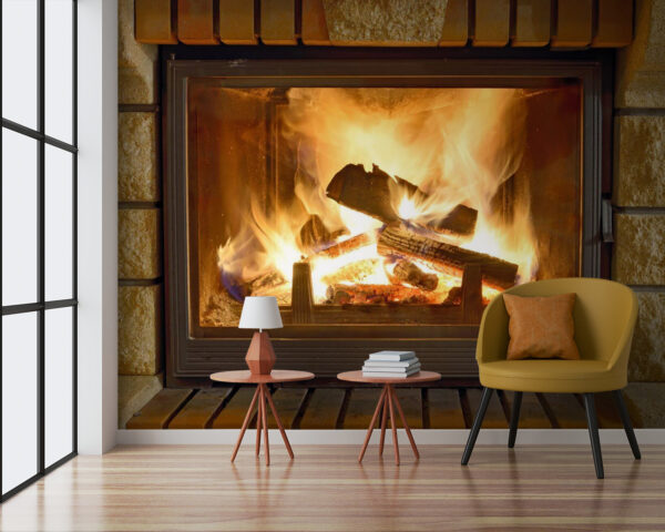 Fuego en una chimenea Fuego en una chimenea