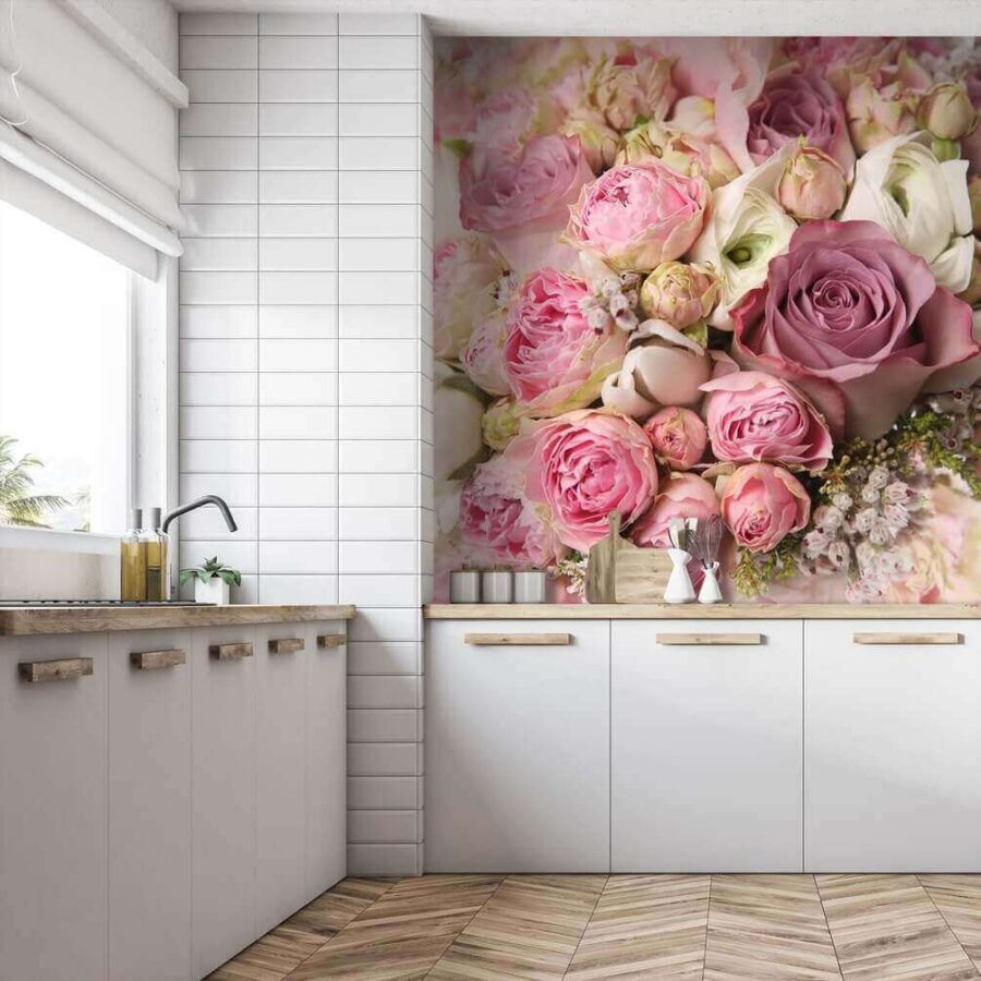 Ramo de rosas rosas y blancas