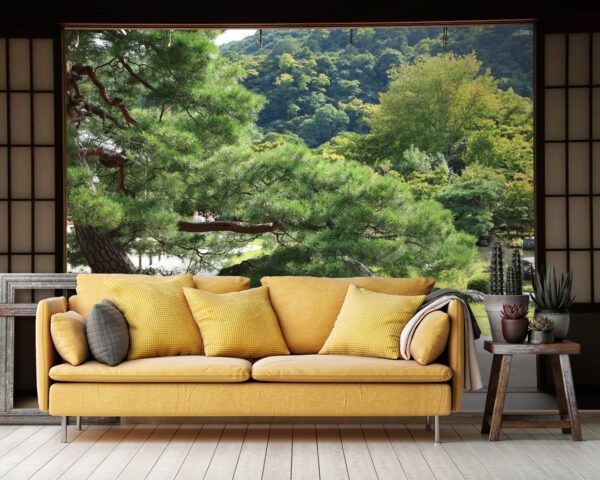 Vista de un bosque desde una habitación Vista de un bosque desde una habitación