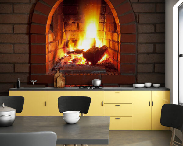Chimenea con fuego Chimenea con fuego