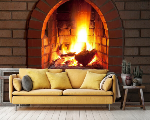 Chimenea con fuego Chimenea con fuego