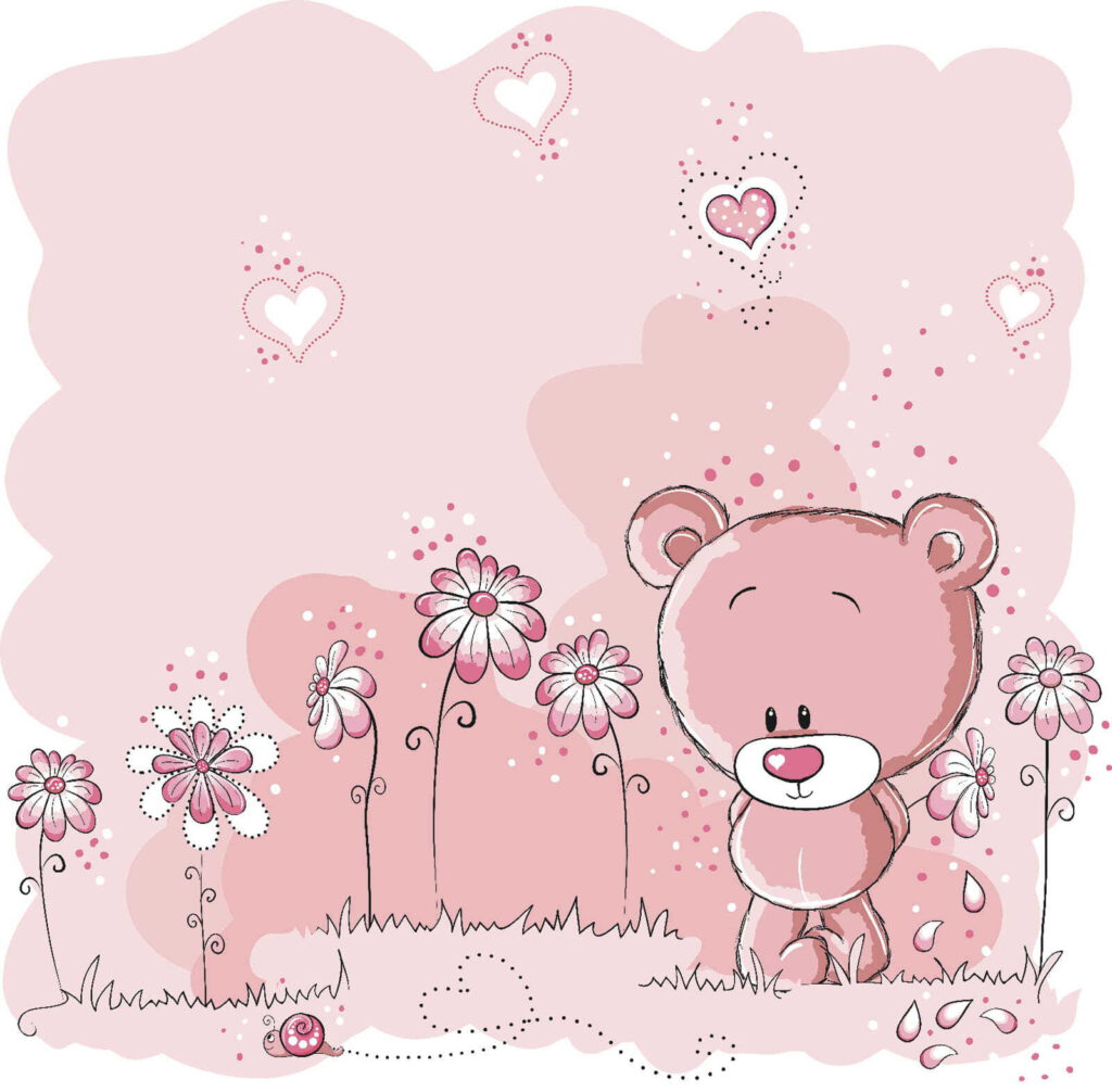 Osito rosa con flores Osito rosa con flores