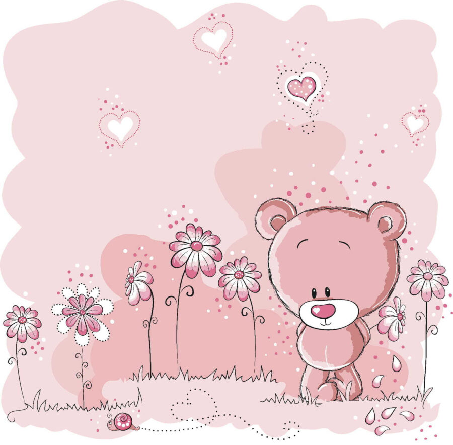 Fotomurales Osito rosa con flores - Imagen 4