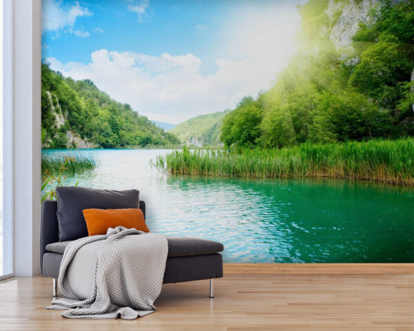 Fotomurales Fotomurales Masa de agua con hierba y árboles alrededor (SKU: u54263)