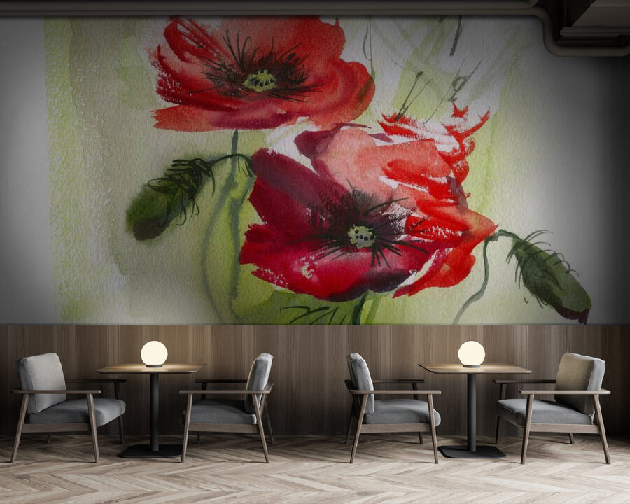 Pintura de flores rojas