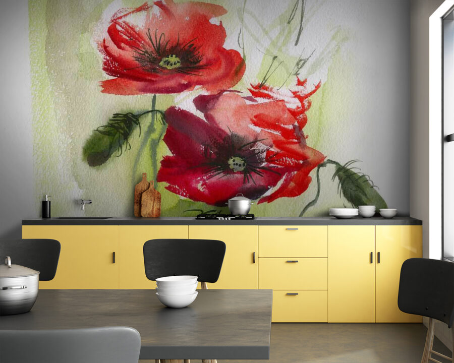 Pintura de flores rojas