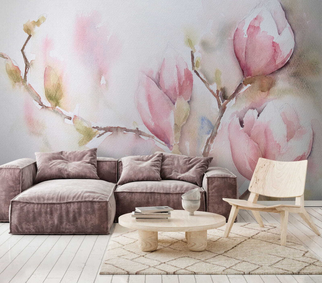 Watercolor painting of pink flowers