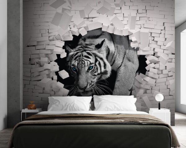 Tigre saliendo de un muro Tigre saliendo de un muro