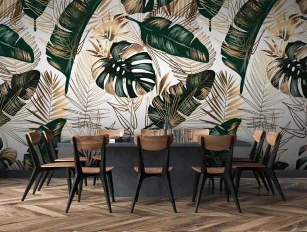 Exuberantes hojas tropicales en elegante diseño Exuberantes hojas tropicales en elegante diseño