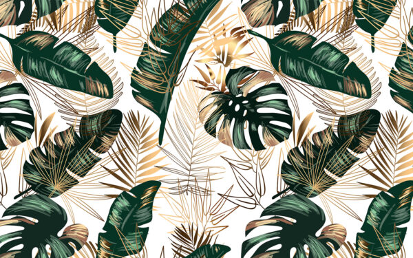 Exuberantes hojas tropicales en elegante diseño Exuberantes hojas tropicales en elegante diseño