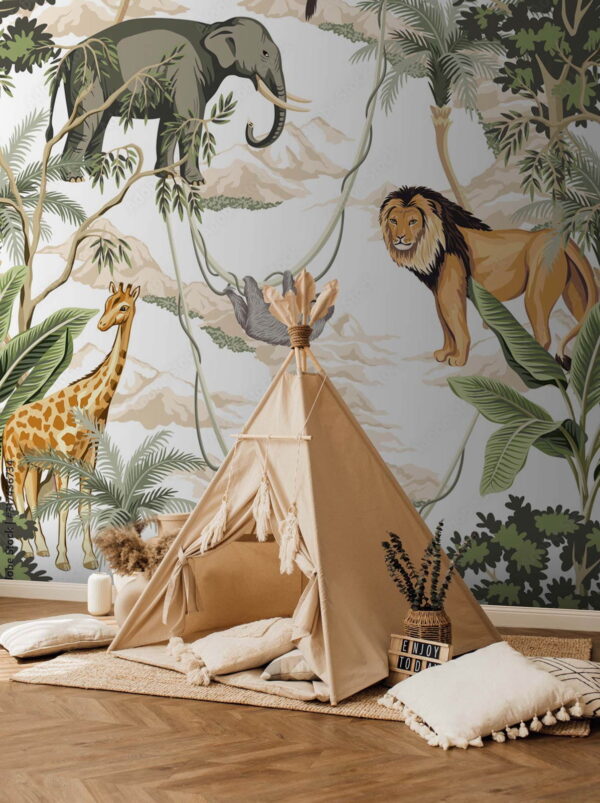 Fotomurales Fotomurales Papel pintado con animales y árboles (SKU: u51916)